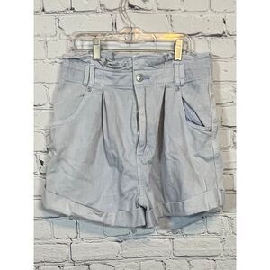 We The Free Light‎ Blue High-Waisted Pleated Denim Shorts Small